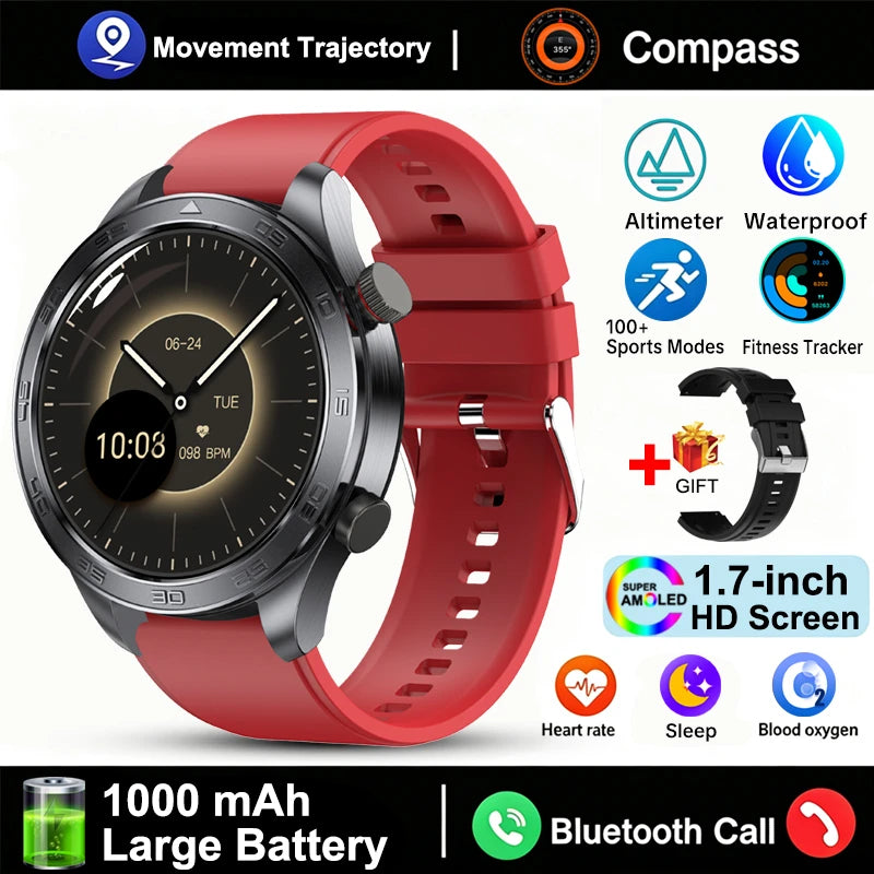 GPS Track Smart Watch AMOLED Screen Always Show Time Sports Fitness Heart Rate IP68 Waterproof Compass Call 2026 New Smartwatch