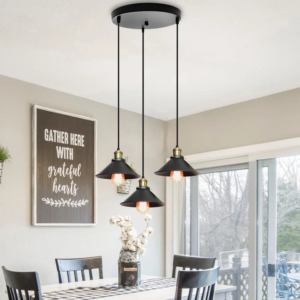 Vintage Pendant Light Loft Retro Chandelier Pendant Lamp E27 Base Industrial Hanging Light Edison Home Lighting for Living Room
