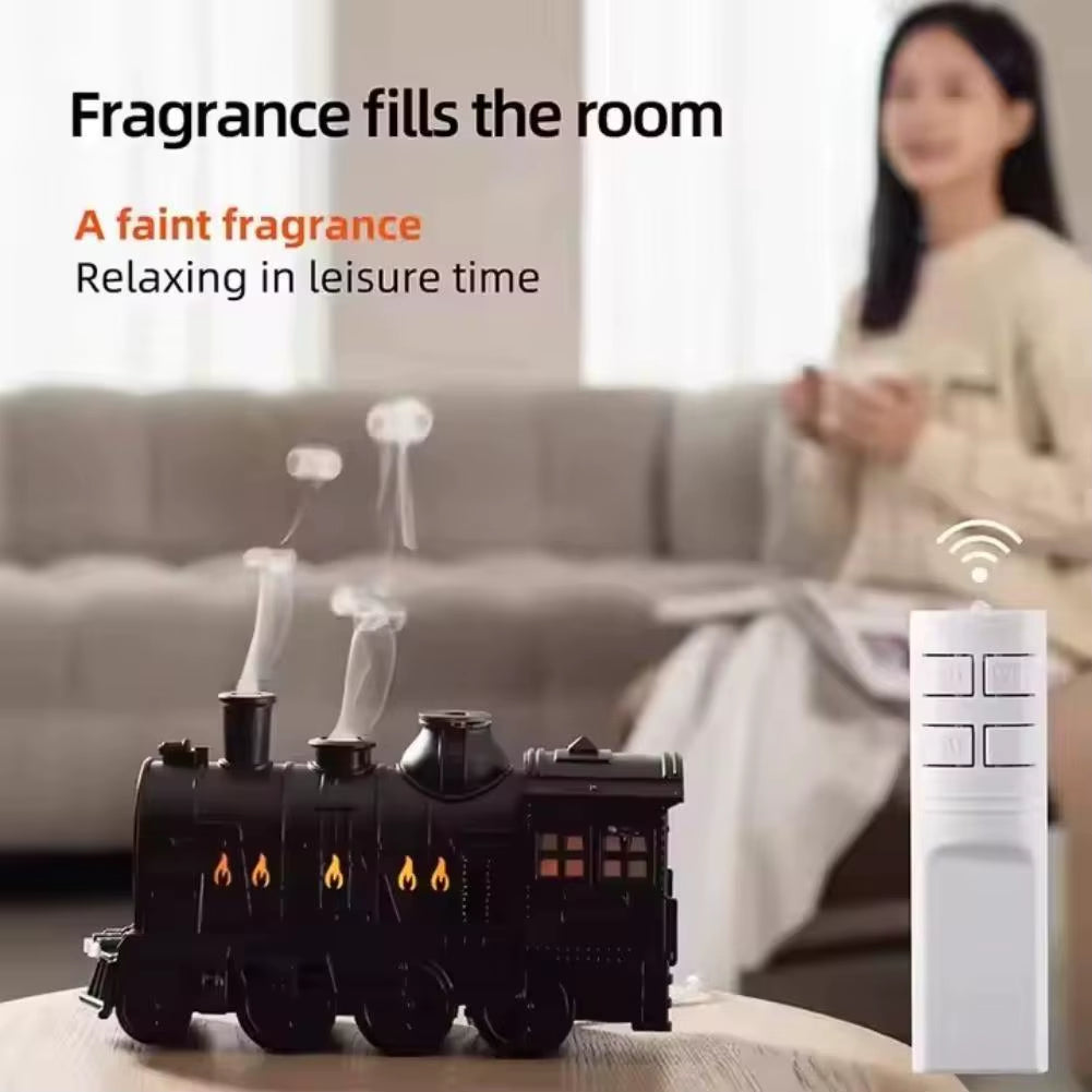 Holiday Train Humidifier Aromatherapy Diffuser Dual Mist LED Night Light Remote Control Christmas Desk Decoration Gift