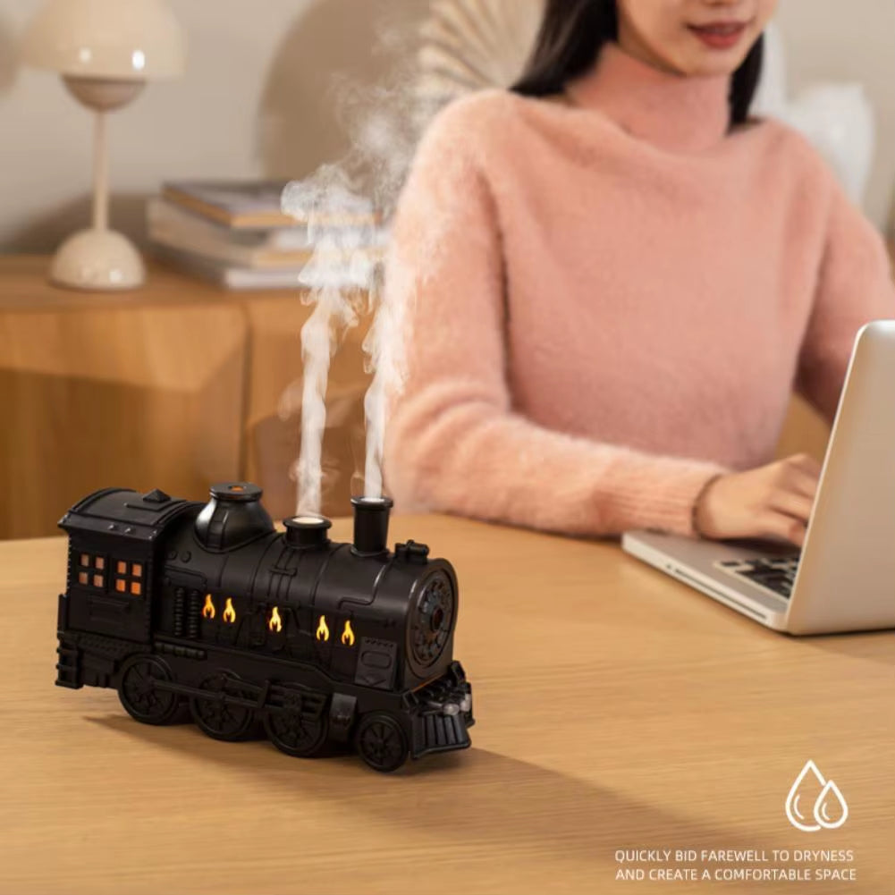 Holiday Train Humidifier Aromatherapy Diffuser Dual Mist LED Night Light Remote Control Christmas Desk Decoration Gift
