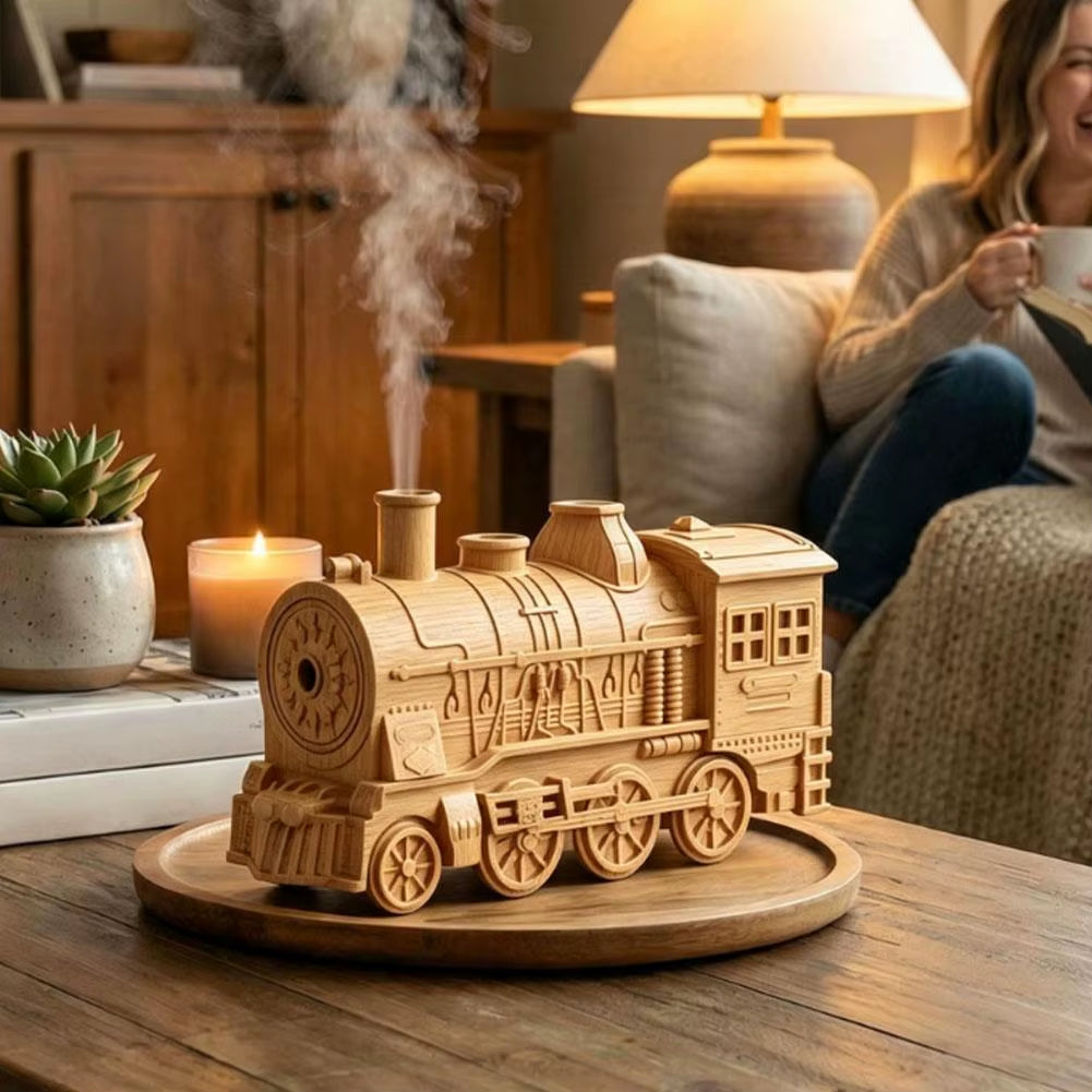 Holiday Train Humidifier Aromatherapy Diffuser Dual Mist LED Night Light Remote Control Christmas Desk Decoration Gift