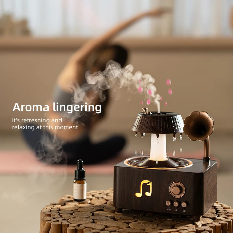 250Ml Rotating Raindrop Air Humidifier Music Box Phonograph Gramophone Aromatherapy Humidifier Essential Oil Fragrance Diffuser